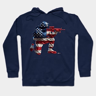 American Military Soldier and USA Flag by focusln Hoodie